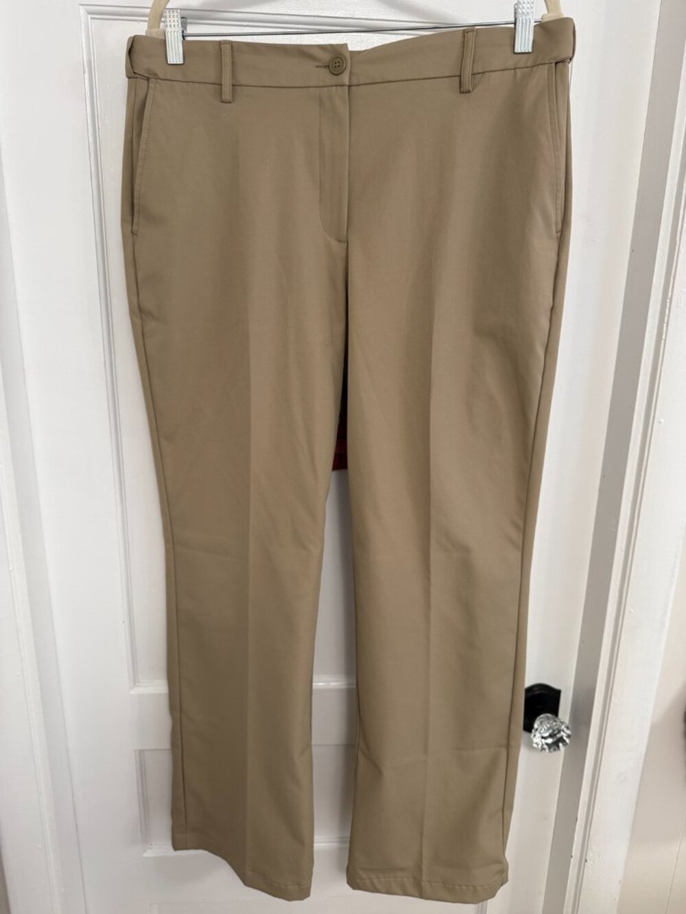 Lands’ End Women’s Size 14 Tan Khaki Stretch Straight Leg Pants NEW